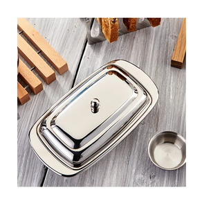 Caja de acero inoxidable para mantequilla de buena calidad y acabado pulido espejo, organizador para utensilios de cocina y mesa. - Product Image 3