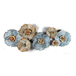 Escultura Floral Metálica para Pared, Decoración Rústica para el Hogar, Arte de Múltiples Piezas para Sala de Estar, Flores de Forma Irregular, Tema de Plantas - Product Image 1