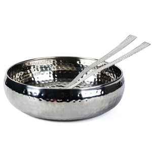 Trending Hammered <b>Mirror</b> Polish Aluminum Mixing Bowl Fork Shiny Metal Salad Bowl Luxury Kitchen Decor Heat Resistant Dinnerware - Product Image 2
