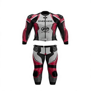 Traje de cuero de vaca premium de una pieza para motociclismo, con protectores y joroba, ideal para carreras y días de pista. - Product Image 1