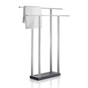 Skies Trader Porte-serviettes sur pied minimaliste noir mat à double barre en métal pour salle de bain, support de rangement pour serviettes de toilette - Product Image 4