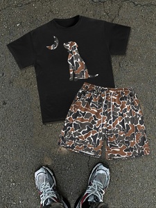 Ensemble de vêtements de sport d'été pour hommes, t-shirt et short en deux pièces, vêtements de sport de plein air - Product Image 1