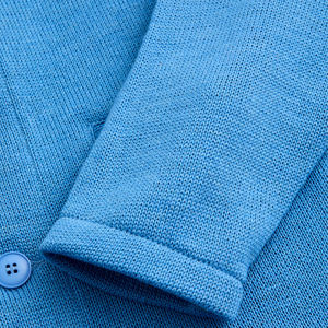 Cárdigan de lana/nailon azul con cuello en V para hombre, de manga larga, con botones, antipilling, antiarrugas, transpirable, con encaje, de última tendencia - Product Image 5