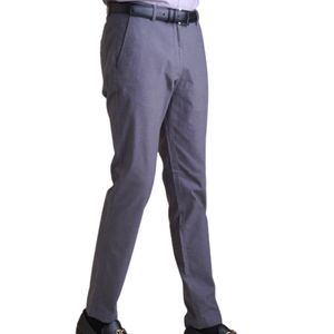 Slate Blue Chino Pants Men Modern Fit Cotton Trousers All Season Casual Male Apparel Custom Design Dress Pants - Product Image 4