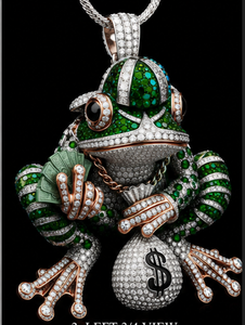 Pendentif grenouille en moissanite verte, breloque animale 3D, collier grenouille en strass, cadeau bijou - Product Image 5