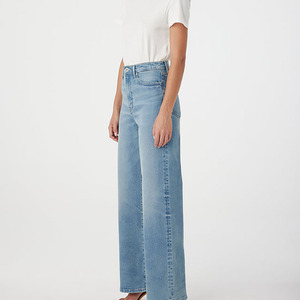 Pantalones Vaqueros de Pierna Ancha y Cintura Alta para Mujer, Hechos a Medida, Lavado Claro, Estilo Casual, Transpirables, de Algodón, Largos, para Primavera - Product Image 3