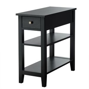 3-Tier <b>Console</b> Table with Slidable Drawer and Double Shelves End Table with Practical Storage Solution - Product Image 1