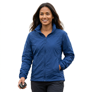 Men's Windproof Zipper <b>Jacket</b> Solid Color Stand Collar Casual Polyester Outerwear Autumn Wear Left Sleeve Logo - Product Image 2