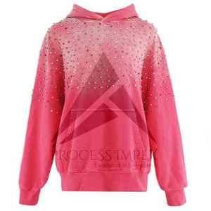 Custom Rhinestone Zip Up Hoodie Mens Plus Size Oversized Boxy Fit <b>Drop</b> Shoulder Thick Winter Streetwear Process Impex - Product Image 5