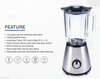 Mixeur de table YIDA MHMF YD-2229 700W, carafe en verre 1,5L (base en acier inoxydable), 5+ vitesses + fonction Pulse, 6 lames pour broyer la glace, détachable, usage domestique