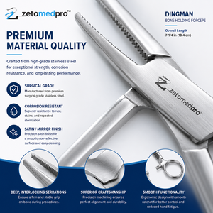 คีมจับกระดูก DINGMAN ขนาดเล็ก ปากแคบ และปากใหญ่ 7.25 นิ้ว ZETOMEDPRO - Product Image 6