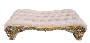 Banco Otomano Tapizado Acolchado de Lujo, Estilo Vintage Moderno, Patas Talladas Decorativas en Oro, para Eventos de Boda, Decoración de Hoteles, Uso en Interiores y Exteriores - Product Image 2