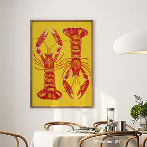 Decoración festiva para pared, póster colorido con ilustración de marisco langosta, impresión artística retro para pared de cocina - Product Image 2