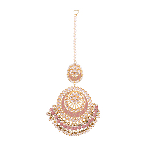 Cadena floral Kundan india para mujer, Maang Tikka chapada en oro con piedras de esmeralda, venta al por mayor, estilo bohemio - Product Image 1