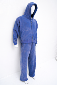 Women's Heavyweight Cotton Crop Hoodie and Short Sweat Pants <b>Set</b> Custom OEM <b>Embroidery</b> High Quality with Contrast Stitching - Product Image 2