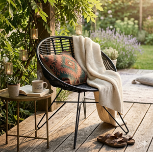Modern Black Synthetic Rattan Accent <b>Chair</b> Outdoor Patio Wicker Dining Seating Minimalist <b>Garden</b> Furniture For Home Hotel - Product Image 6
