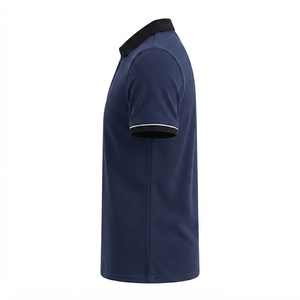 Camiseta de Golf Casual Personalizada para Hombre, Azul Marino, Manga Corta, 100% Poliéster, Antiarrugas, Cuello y Puños Negros, Estilo Smart Casual - Product Image 2