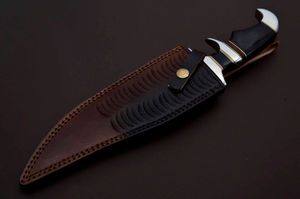 Cuchillo de Camping TOP, Cuchillo Bowie de Acero con Mango de Cuerno de Búfalo, Borde Parcialmente Dentado, Herramienta Multifuncional para Camping al Aire Libre, Duradero - Product Image 2