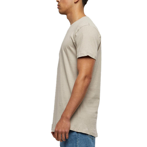 เสื้อยืดคอกลมแขนสั้นทรงยาวพิเศษ สีเบจ รุ่นพรีเมียม ผ้าฝ้ายอย่างดี สำหรับผู้ชาย - Product Image 3