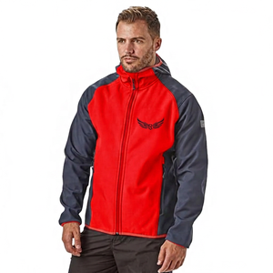 Men's Blue <b>Fleece</b> Jacket With Hood Windproof Zipper Embroidered Logo Casual Autumn Wear - Product Image 6