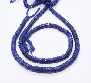 Cuentas facetadas de lapislázuli natural AAA en forma de disco, cuentas de piedras preciosas de lapislázuli natural en forma de neumático de 14 pulgadas para la fabricación de joyas - Product Image 1