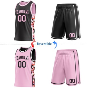 Uniforme de basketball de luxe réversible noir et rose, design léger en polyester, vêtements d'équipe, fabrication OEM ODM - Product Image 4