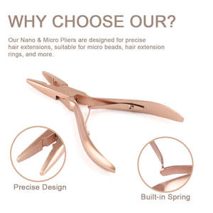 Pince à extensions capillaires en métal pour pose et retrait, couleur or rose, réglable, kit d'outils de coiffure illimité - Product Image 3