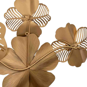 Décoration murale en métal doré, gris et blanc, motif floral contemporain, arrangement floral sculptural pour salon et chambre de luxe - Product Image 5