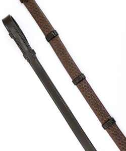 Rênes Annabelle Equestrian Pro Grip Biothane avec embouts en cuir, rônes de sellerie artisanales, fournisseur d'articles équestres en cuir pour chevaux - Product Image 2