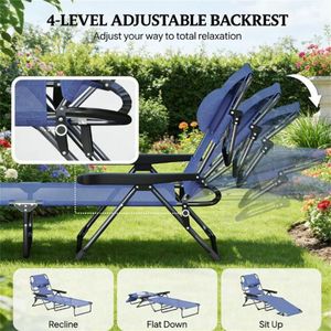 Poltrona Reclinabile Pieghevole Grigia, Comodo Lettino Prendisole - Product Image 4