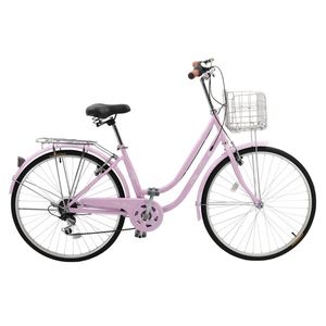 Bicicletta da Città Rosa 26 Pollici, 150kg, Acciaio ad Alto Tenore di Carbonio, Freno a V, 7 Velocità - Product Image 4