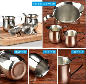 Cremera de Acero Inoxidable de Primera Calidad, con Forma de Campana, de 8oz, con Asa, para Servir Crema en Restaurantes y Cafeterías - Product Image 3