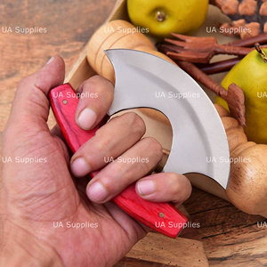 Couteau Ulu d'Alaska en acier inoxydable de qualité supérieure, lame incurvée, écologique, ambidextre, finition hautement polie, gravure personnalisée disponible - Product Image 2
