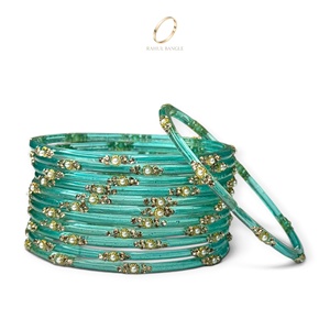 กำไลข้อมือแก้วสีน้ำเงินทรงหยดน้ำสไตล์แคชเมียร์สุดอินเทรนด์สำหรับตลาดขายส่งระดับโลกสำหรับผู้หญิงสวมใส่ในงานแต่งงาน - Product Image 2