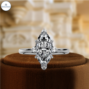 6 Prong Marquise Engagement Ring in 14k Solid Gold 1.5CT Lab Grown Diamond Bridal Ring, Solitaire Hidden Halo Ring, Promise Ring - Product Image 4