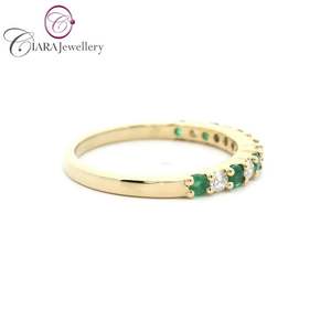 แหวนแต่งงาน18K สีขาว/เหลืองทองเพชรธรรมชาติและมรกตแหวนหมั้นสำหรับผู้หญิงสไตล์อินเทรนด์ - Product Image 6