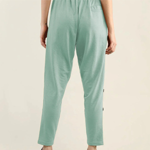 Women's Mint Green <b>Harem</b> Pants Elastic Waist Ankle-Length Loose Fit Casual Spring Knitted Solid Color Button Detail - Product Image 4