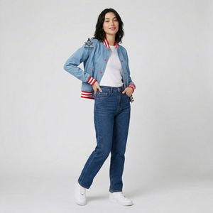 Heritage Masonic Regalia Ladies Stylish Denim Jeans <b>Jacket</b> | Sorority Embroidered <b>Women</b> Customized Delta Sigma Denim <b>Jacket</b> - Product Image 2