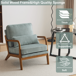 Poltrona Compatta da Interno con Braccioli Bassi, Rivestimento in Velluto a Coste Teal, Seduta Singola, Telaio Robusto (330 libbre) per Soggiorno - Product Image 5