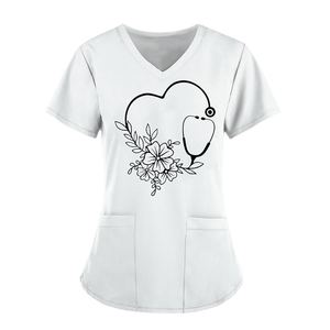 Haut de blouse médicale professionnel en tissu extensible, uniforme d'infirmière d'hôpital, confortable, col en V, vêtements de travail unisexes - Product Image 6