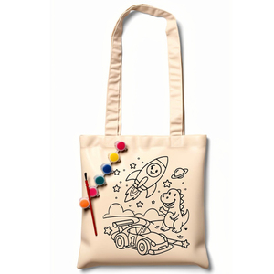Sac fourre-tout en toile résistant à l'eau avec fermeture éclair, style bohème mignon pour enfants, idéal pour l'été, avec coloriage inclus - Product Image 5