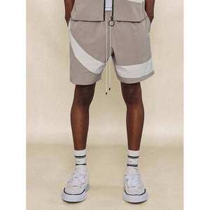 Ensemble de survêtement homme color block, veste zippée à manches courtes et short à cordon de serrage, respirant, léger, streetwear, décontracté d'été - Product Image 4
