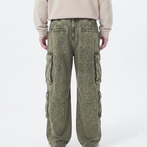 Pantalon cargo délavé pour homme 2026 – Jogger en coton coupe oversize, décontracté, multi-poches, style streetwear - Product Image 2