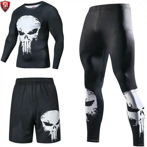Conjunto de Rashguard de Compresión para Hombre, Manga Larga, Estampado Hexagonal Negro, Secado Rápido, Transpirable, Ecológico, Kit de Entrenamiento de MMA - Product Image 6