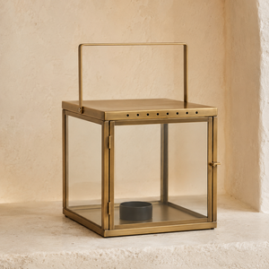 Contemporary <b>Silver</b> Metal Glass Candle <b>Lantern</b> Designed With A Clean Cylindrical Silhouette And Refined Brushed Metal Finish - Product Image 3
