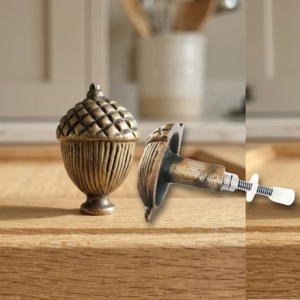 Antique Brass Cast Iron Acorn <b>Knobs</b> Hot Selling Industrial <b>Ceramic</b> <b>Drawer</b> Cabinet Handle Pulls Kitchen Bedroom Wardrobe Dresser - Product Image 5