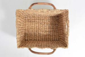 Water hyacinth basket with <b>rattan</b> handle and seashell rim Handmade <b>Storage</b> Basket Wholesale eco-friendly Made in Vietnam - Product Image 4