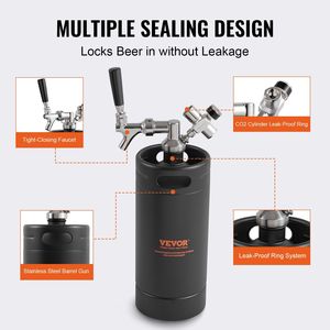 128Oz 4L Mini Keg 304 Acero inoxidable presurizado cerveza Growler CO2 regulador grifo a prueba de fugas anillo de barril cerveza artesanal casera - Product Image 5