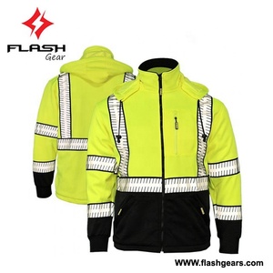 Sweat-shirt de sécurité réfléchissant pour hommes, haut en molleton chaud, haute visibilité, sweat à capuche 100% Polyester, vente en gros - Product Image 6