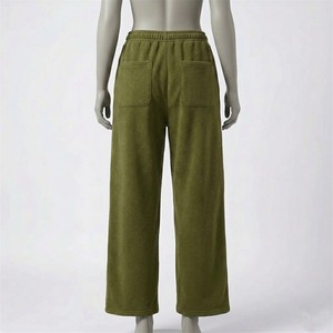 MEYBA SPORTS Women Olive Green <b>Wide</b> <b>Leg</b> Sweatpants Elastic Waist Drawstring Casual Relaxed Fit <b>Lounge</b> Trousers Soft Comfortable - Product Image 2